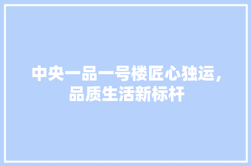 中央一品一号楼匠心独运，品质生活新标杆