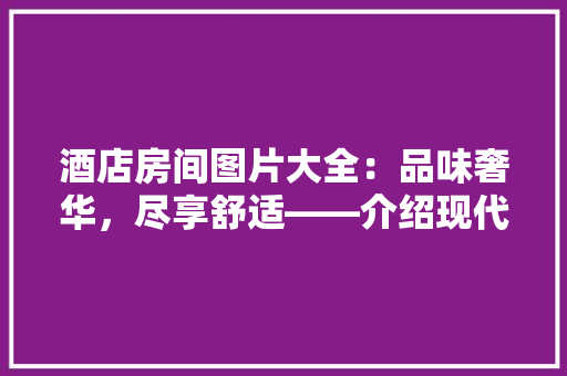 酒店房间图片大全：品味奢华，尽享舒适——介绍现代酒店房间的设计美学