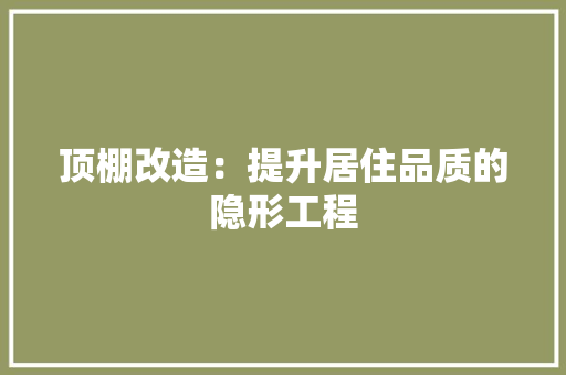 顶棚改造：提升居住品质的隐形工程