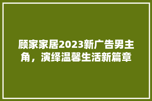 顾家家居2023新广告男主角，演绎温馨生活新篇章