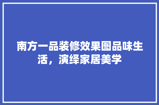 南方一品装修效果图品味生活，演绎家居美学