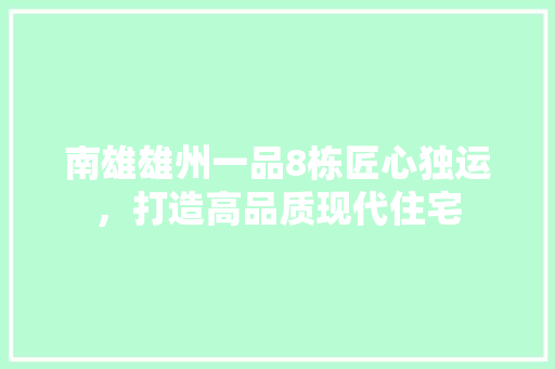 南雄雄州一品8栋匠心独运，打造高品质现代住宅
