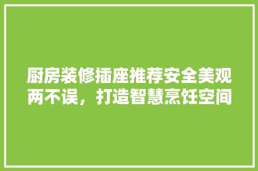 厨房装修插座推荐安全美观两不误，打造智慧烹饪空间