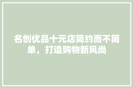 名创优品十元店简约而不简单，打造购物新风尚