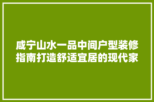 咸宁山水一品中间户型装修指南打造舒适宜居的现代家居空间