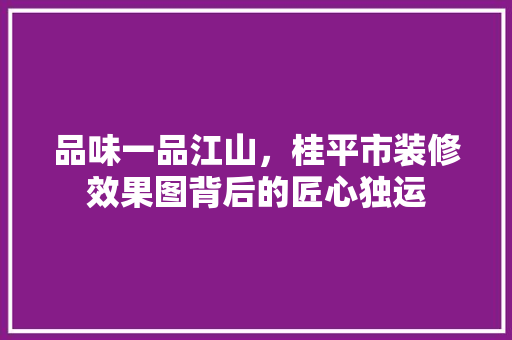 品味一品江山，桂平市装修效果图背后的匠心独运