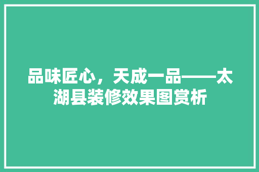 品味匠心，天成一品——太湖县装修效果图赏析