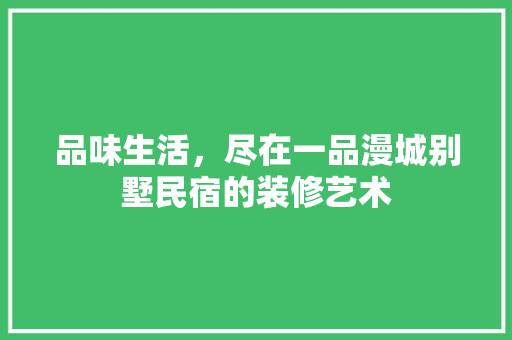品味生活，尽在一品漫城别墅民宿的装修艺术