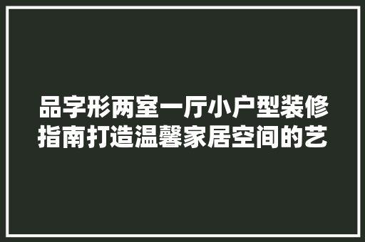 品字形两室一厅小户型装修指南打造温馨家居空间的艺术