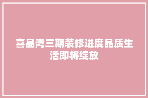 喜品湾三期装修进度品质生活即将绽放