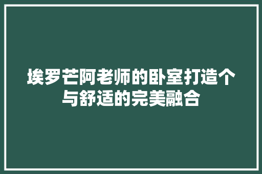 埃罗芒阿老师的卧室打造个与舒适的完美融合