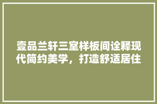 壹品兰轩三室样板间诠释现代简约美学，打造舒适居住空间