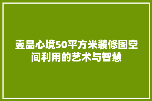 壹品心境50平方米装修图空间利用的艺术与智慧