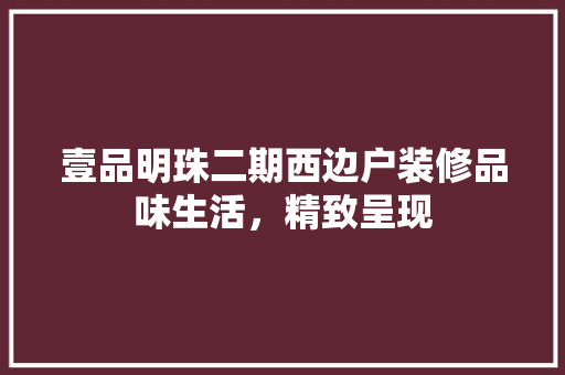 壹品明珠二期西边户装修品味生活，精致呈现