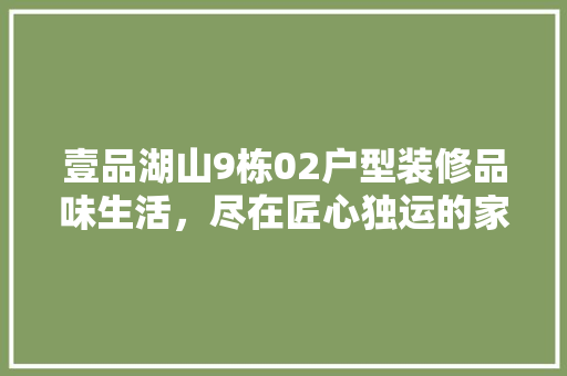 壹品湖山9栋02户型装修品味生活，尽在匠心独运的家居空间