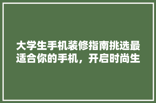 大学生手机装修指南挑选最适合你的手机，开启时尚生活新篇章