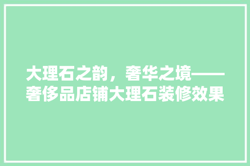 大理石之韵，奢华之境——奢侈品店铺大理石装修效果图背后的美学奥秘
