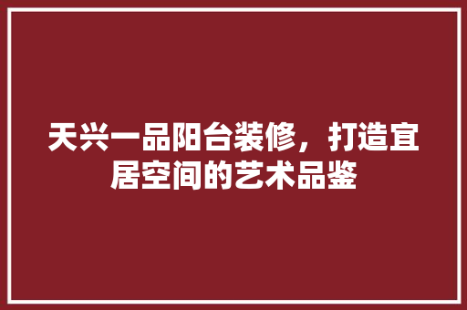 天兴一品阳台装修，打造宜居空间的艺术品鉴