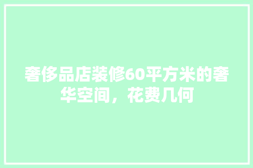 奢侈品店装修60平方米的奢华空间，花费几何