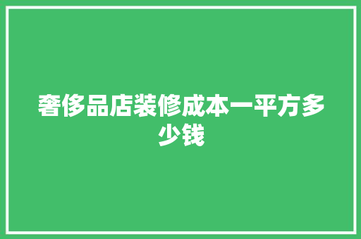 奢侈品店装修成本一平方多少钱