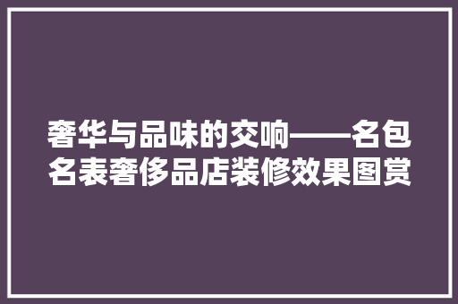 奢华与品味的交响——名包名表奢侈品店装修效果图赏析