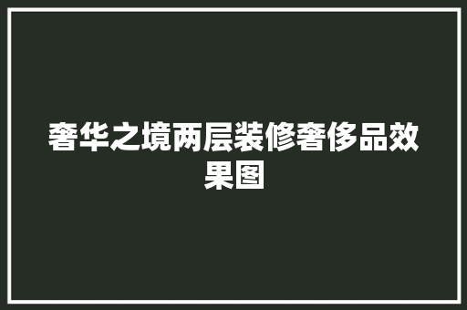 奢华之境两层装修奢侈品效果图