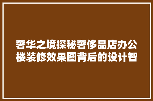 奢华之境探秘奢侈品店办公楼装修效果图背后的设计智慧