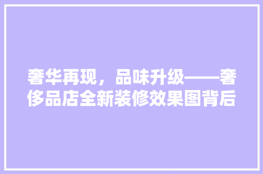 奢华再现，品味升级——奢侈品店全新装修效果图背后的故事