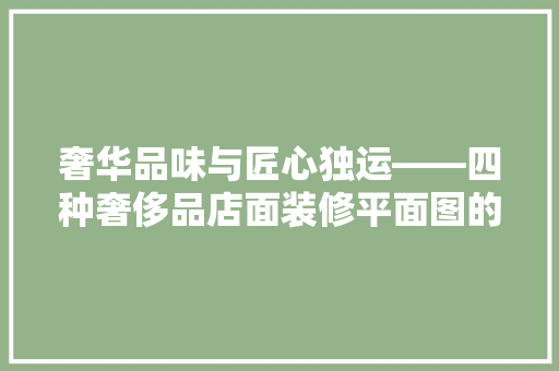 奢华品味与匠心独运——四种奢侈品店面装修平面图的详细解读