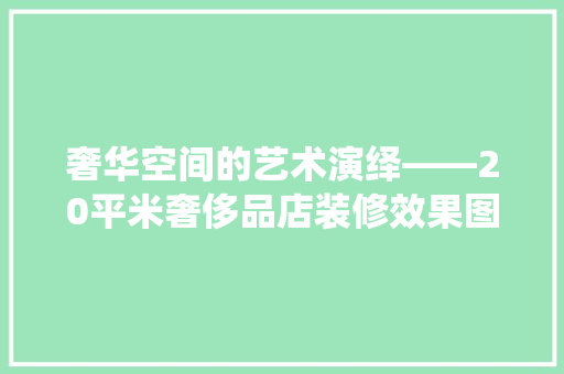 奢华空间的艺术演绎——20平米奢侈品店装修效果图赏析
