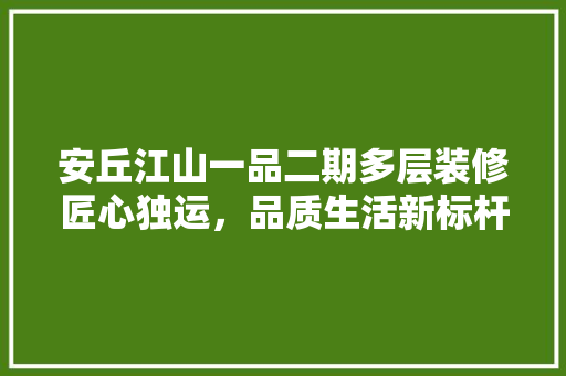 安丘江山一品二期多层装修匠心独运，品质生活新标杆