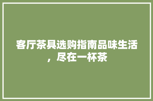 客厅茶具选购指南品味生活，尽在一杯茶