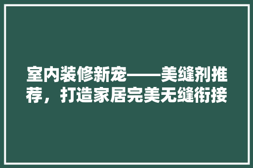 室内装修新宠——美缝剂推荐，打造家居完美无缝衔接