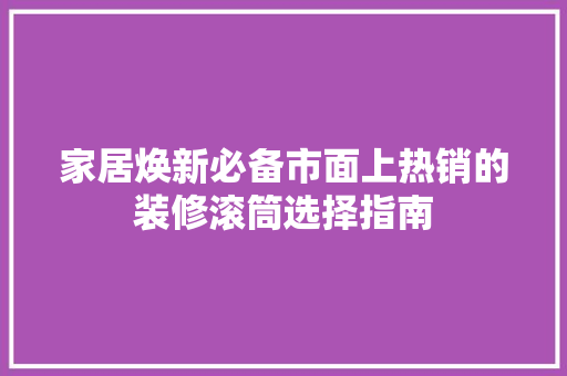 家居焕新必备市面上热销的装修滚筒选择指南