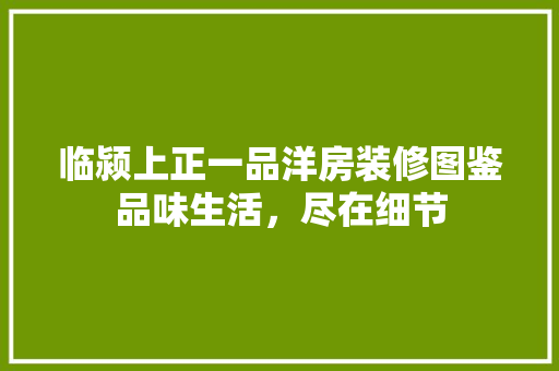 临颍上正一品洋房装修图鉴品味生活，尽在细节