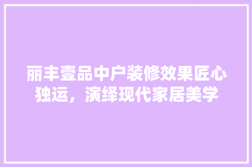 丽丰壹品中户装修效果匠心独运，演绎现代家居美学