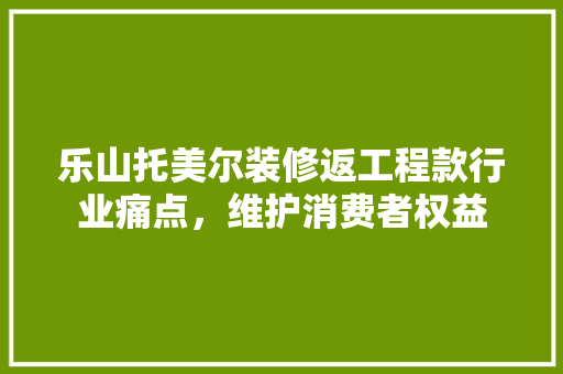 乐山托美尔装修返工程款行业痛点，维护消费者权益