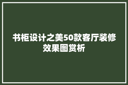 书柜设计之美50款客厅装修效果图赏析