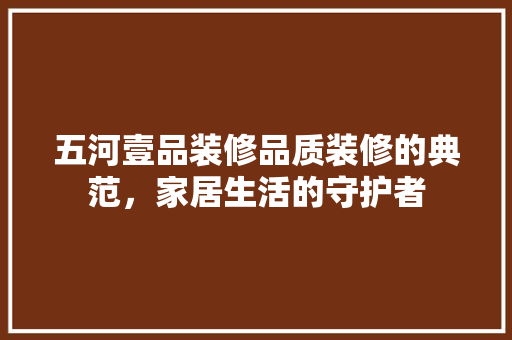 五河壹品装修品质装修的典范，家居生活的守护者