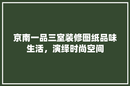 京南一品三室装修图纸品味生活，演绎时尚空间