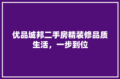 优品城邦二手房精装修品质生活，一步到位