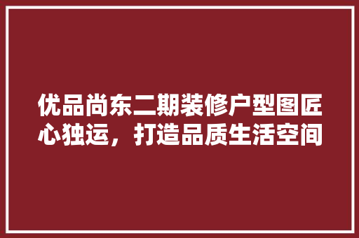 优品尚东二期装修户型图匠心独运，打造品质生活空间