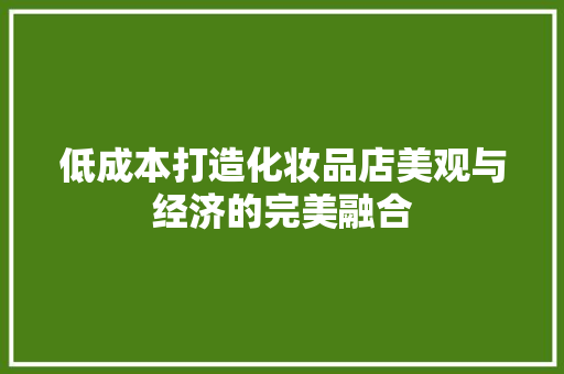 低成本打造化妆品店美观与经济的完美融合