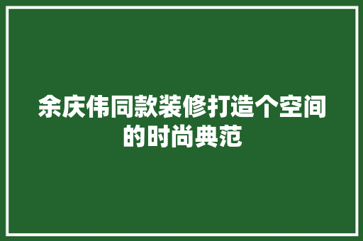 余庆伟同款装修打造个空间的时尚典范