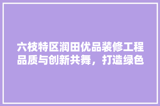 六枝特区润田优品装修工程品质与创新共舞，打造绿色家居新标杆