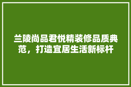 兰陵尚品君悦精装修品质典范，打造宜居生活新标杆