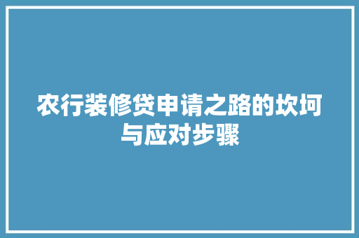 农行装修贷申请之路的坎坷与应对步骤