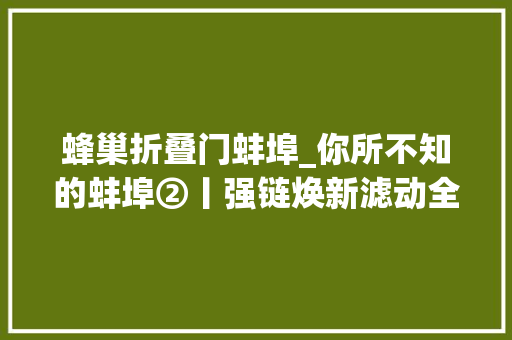蜂巢折叠门蚌埠_你所不知的蚌埠②丨强链焕新滤动全球