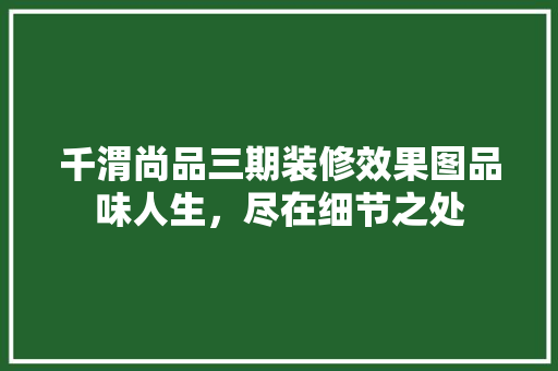 千渭尚品三期装修效果图品味人生，尽在细节之处