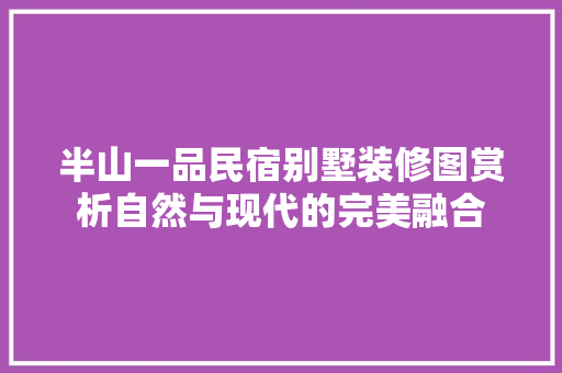 半山一品民宿别墅装修图赏析自然与现代的完美融合